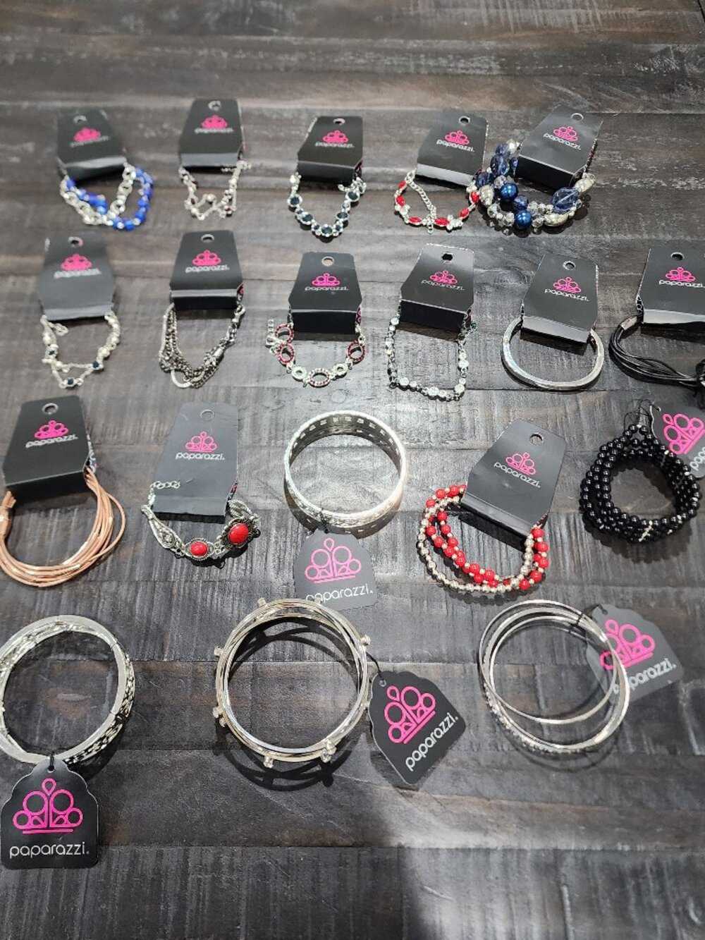 LOT OF 19 PAPARAZZI BANGLES & BRACELETS-ALL BRAND NEW WITH TAGS